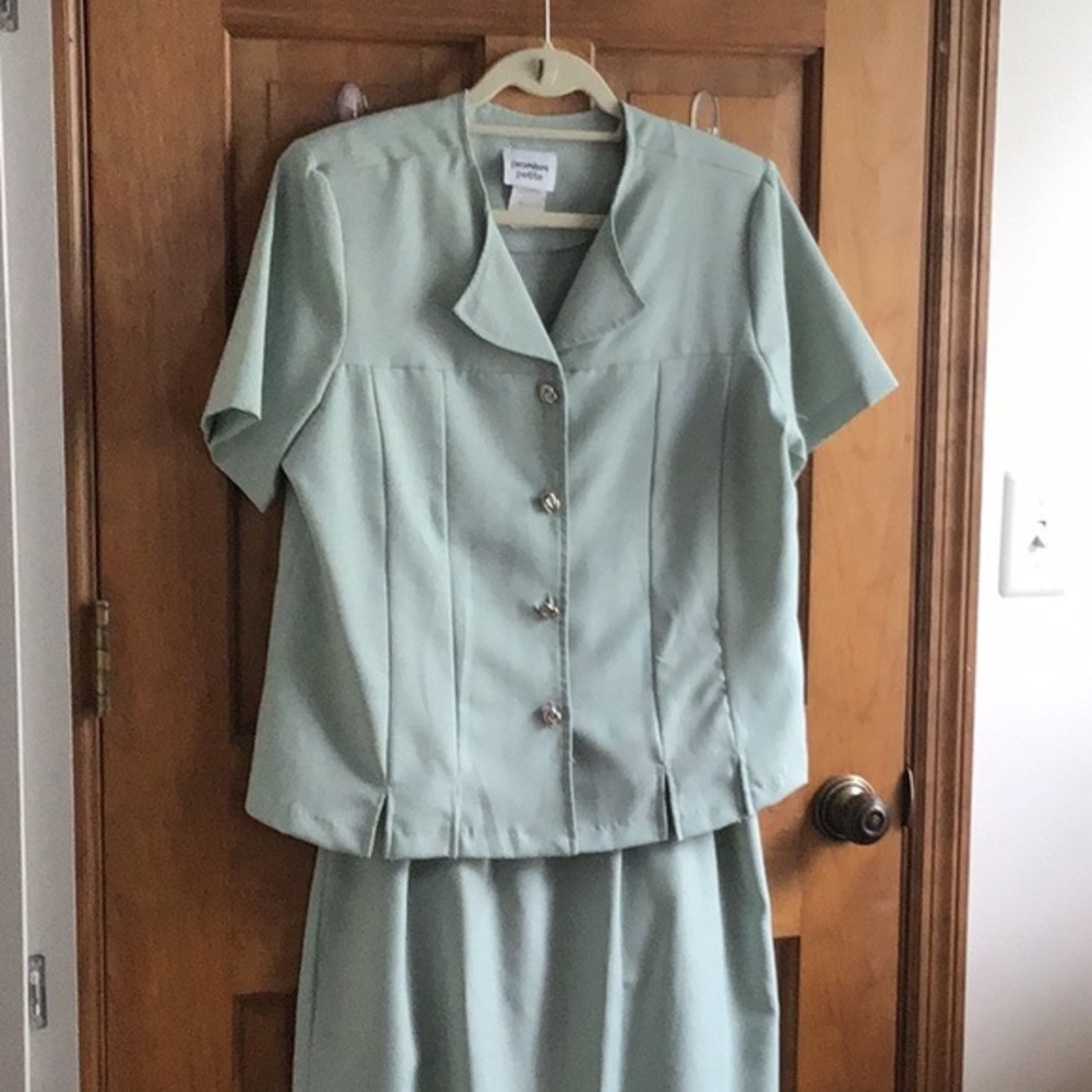 Promises Petite Lt. Mint 2-pc Skirt Set